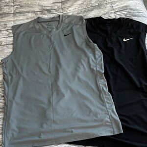 Nike Men's Sleeveless Dri Fit Shirts Tops - Gray & Black Size Large